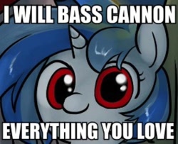 Size: 720x585 | Tagged: safe, artist:valcron, imported from derpibooru, dj pon-3, vinyl scratch, pony, bass cannon, female, image macro, solo