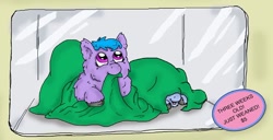 Size: 800x411 | Tagged: safe, artist:meh, imported from derpibooru, fluffy pony, blanket, cute, fluffy pony foal