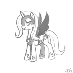 Size: 1280x1280 | Tagged: safe, artist:johnjoseco, imported from derpibooru, nightmare moon, trixie, costume, grayscale, monochrome