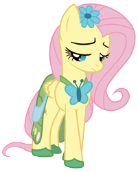 Size: 4017x5000 | Tagged: safe, artist:jennieoo, imported from derpibooru, fluttershy, pony, suited for success, absurd resolution, clothes, cute, dress, female, flower, flower in hair, gala dress, sad, sadorable, show accurate, shyabetes, simple background, solo, transparent background, vector