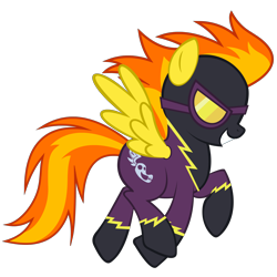Size: 2800x2800 | Tagged: safe, artist:zoarvek, imported from derpibooru, spitfire, pegasus, pony, clothes, costume, goggles, grin, high res, shadowbolts, shadowbolts costume, show accurate, simple background, smiling, solo, transparent background