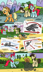 Size: 1500x2500 | Tagged: safe, artist:jackiephantom13, imported from derpibooru, applejack, wild fire, oc, oc:snowdrop (mutatingraven), air mater, comic, flapplejack, insect wings, mater's tall tales, parody, wings