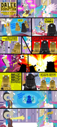 Size: 936x2067 | Tagged: safe, artist:trotsworth, imported from derpibooru, discord, princess celestia, alicorn, alien, draconequus, pony, antagonist, comic, crossover, cult of skaro, dalek, dalek caan, dalek jast, dalek sec, dalek thay, doctor who, exterminate