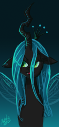 Size: 356x762 | Tagged: dead source, safe, artist:the-majoko, imported from derpibooru, queen chrysalis, changeling, changeling queen, crown, female, jewelry, regalia