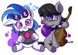 Size: 1065x756 | Tagged: safe, artist:vivifx, imported from derpibooru, dj pon-3, octavia melody, vinyl scratch, foal, glasses, record, simple background, transparent background
