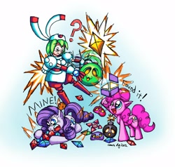 Size: 2584x2464 | Tagged: safe, artist:cazra, imported from derpibooru, pinkie pie, rarity, crossover, high res, marina liteyears, mischief makers, treasure