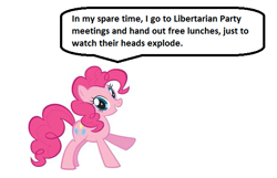 Size: 587x378 | Tagged: safe, imported from derpibooru, pinkie pie, calibri, dialogue, meta, politics, text