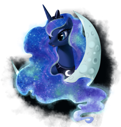 Size: 1551x1636 | Tagged: safe, artist:fantazyme, imported from derpibooru, princess luna, alicorn, pony, bust, crescent moon, female, moon, solo