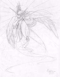 Size: 2814x3625 | Tagged: dead source, safe, artist:jackjacko-eponymous, imported from derpibooru, princess celestia, high res, sketch, traditional art