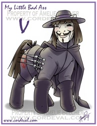 Size: 600x776 | Tagged: safe, artist:amelie-ami-chan, imported from derpibooru, ponified, v (v for vendetta), v for vendetta