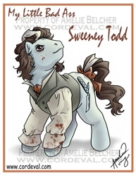 Size: 600x776 | Tagged: safe, artist:amelie-ami-chan, imported from derpibooru, blood, ponified, sweeney todd, tim burton
