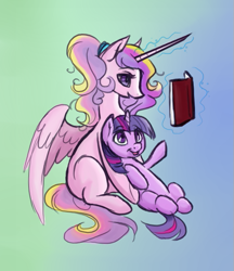 Size: 487x563 | Tagged: safe, imported from derpibooru, princess cadance, twilight sparkle, filly, story time