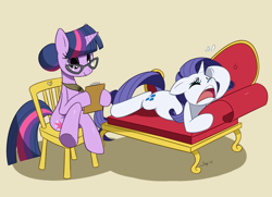 Size: 1000x725 | Tagged: safe, artist:jiayi, imported from derpibooru, rarity, twilight sparkle, glasses