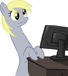 Size: 709x794 | Tagged: safe, artist:blackfeathr, imported from derpibooru, derpy hooves, pegasus, pony, computer, female, long neck, mare, meme, necc, reaction image, simple background, solo, transparent background, wat, wut face
