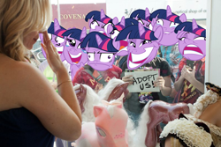 Size: 800x533 | Tagged: safe, edit, imported from derpibooru, twilight sparkle, human, brony, disappointed, facepalm, faic, fanboy, fanboys, irl, meme, photo, rage face, tara strong