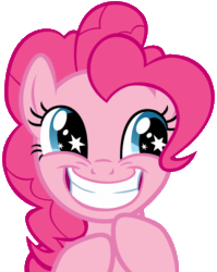 Size: 876x1100 | Tagged: safe, artist:atomicgreymon, imported from derpibooru, pinkie pie, earth pony, pony, animated, female, grin, rapeface, reaction image, rubbing hooves, simple background, smiling, solo, starry eyes, transparent background, vector, wingding eyes
