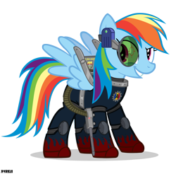 Size: 1214x1196 | Tagged: safe, artist:a4r91n, imported from derpibooru, rainbow dash, armor, gun, simple background, transparent background, vector