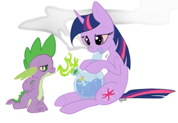 Size: 959x664 | Tagged: safe, imported from derpibooru, spike, twilight sparkle, unicorn, bong, drugs, high, highlight sparkle, marijuana, pot, unicorn twilight
