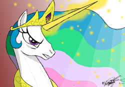 Size: 1186x824 | Tagged: safe, artist:primogenitor34, imported from derpibooru, princess celestia, pony, angry, badass, female, glowing horn, solo