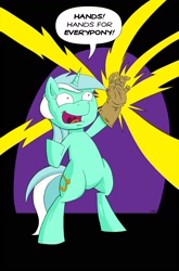 Size: 1200x1823 | Tagged: safe, artist:prinnywesker, imported from derpibooru, lyra heartstrings, pony, hand, infinity gauntlet, marvel, that pony sure does love hands, xk-class end-of-the-world scenario