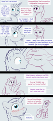 Size: 500x1132 | Tagged: safe, artist:haretrinity, imported from derpibooru, princess cadance, shining armor, pony, alternate hairstyle, comic, kissing, younger