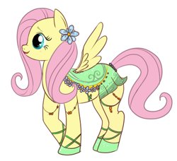 Size: 450x410 | Tagged: safe, artist:lulubell, imported from derpibooru, fluttershy, pony, clothes, dress, female, simple background, solo, white background