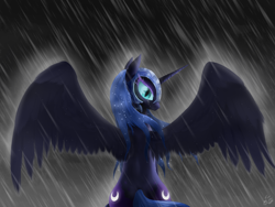 Size: 2560x1920 | Tagged: dead source, safe, artist:mlpanon, imported from derpibooru, nightmare moon, pony, butt, female, plot, rain, solo, wet, wet mane