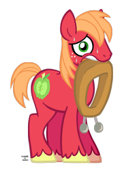 Size: 1601x2200 | Tagged: dead source, safe, artist:773her, imported from derpibooru, big macintosh, earth pony, pony, male, mouth hold, nervous, simple background, solo, stallion, transparent background