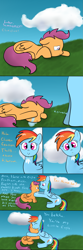 Size: 1215x3661 | Tagged: safe, artist:burstingtheseams, imported from derpibooru, rainbow dash, scootaloo, comic, scootalove