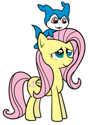 Size: 1024x1448 | Tagged: safe, artist:erockertorres, imported from derpibooru, fluttershy, chibimon, crossover, demiveemon, digimon