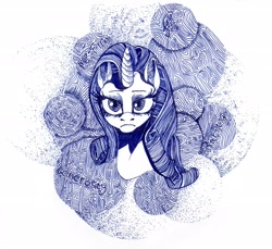 Size: 2501x2288 | Tagged: safe, artist:mariaruta, imported from derpibooru, rarity, pony, high res, solo, traditional art