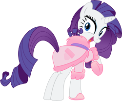 Size: 7977x6592 | Tagged: safe, artist:emberfiremane, imported from derpibooru, rarity, pony, unicorn, suited for success, .svg available, absurd resolution, bathrobe, butt, clothes, female, looking back, mare, open mouth, plot, raised hoof, robe, simple background, smiling, solo, svg, transparent background, vector