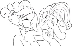 Size: 1280x831 | Tagged: safe, artist:sweethd, imported from derpibooru, pinkie pie, rainbow dash, bubble berry, bubbledash, female, flying, half r63 shipping, male, monochrome, pinkiedash, rule 63, shipping, straight