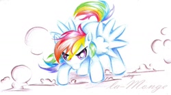 Size: 1622x902 | Tagged: safe, artist:la-monge, imported from derpibooru, rainbow dash, traditional art