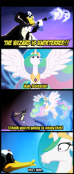 Size: 648x1512 | Tagged: safe, edit, imported from derpibooru, screencap, princess celestia, princess molestia, bad edit, crossover, crossover shipping, daffy duck, daffy duck the wizard, drool, looney tunes, merrie melodies, the looney tunes show