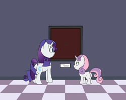 Size: 900x720 | Tagged: dead source, safe, artist:theshadowdude1031, imported from derpibooru, rarity, sweetie belle, art gallery, art museum, museum, painting