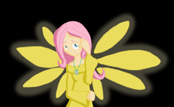 Size: 1154x712 | Tagged: safe, artist:qaxis, imported from derpibooru, fluttershy, human, black background, female, humanized, simple background, solo