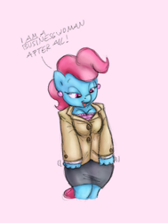 Size: 500x660 | Tagged: safe, artist:carnifex, artist:deeriojim, imported from derpibooru, cup cake, anthro, clothes, colored, suit, the skin of mayor mare