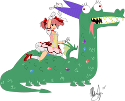 Size: 2038x1651 | Tagged: safe, artist:ironhooves, imported from derpibooru, crackle, dragon, human, crossover, incubator (species), kyubey, puella magi madoka magica