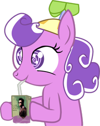 Size: 900x1138 | Tagged: safe, artist:heartbeatwithnosound, imported from derpibooru, screwball, human, drinking, fight club, hat, jack, juice box, propeller hat, simple background, straw, swirly eyes, transparent background, tyler durden, vector