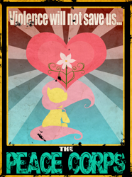 Size: 1322x1781 | Tagged: safe, artist:the-orator, imported from derpibooru, fluttershy, pony, anti-war, peace corps, poster, propaganda, propaganda poster, solo