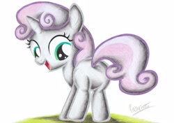 Size: 2323x1632 | Tagged: safe, artist:patoriotto, imported from derpibooru, sweetie belle, butt, pixiv, plot, traditional art