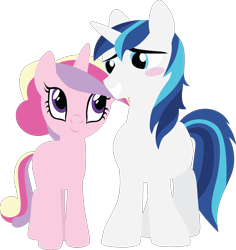 Size: 1964x2083 | Tagged: safe, artist:sundownglisten, imported from derpibooru, princess cadance, shining armor, blushing