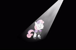 Size: 3519x2336 | Tagged: safe, artist:frostmusic, imported from derpibooru, sweetie belle, unicorn, bowtie, clothes, female, filly, foal, high res, singing, spotlight, suit