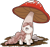 Size: 1491x1396 | Tagged: safe, artist:hollowzero, imported from derpibooru, pony, :<, cute, female, frown, g1, little whiskers, looking up, micro, mushroom, simple background, solo, tiny, tiny ponies, transparent background