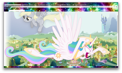 Size: 1794x1084 | Tagged: safe, imported from derpibooru, screencap, derpy hooves, princess celestia, pegasus, pony, vampire, female, funny, glitch, mare