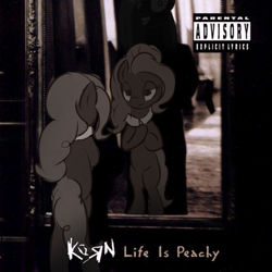 Size: 953x953 | Tagged: safe, imported from derpibooru, pinkie pie, album cover, korn, life is peachy, music, nightmare fuel, pinkamena diane pie, ponified, ponified album cover, when you see it