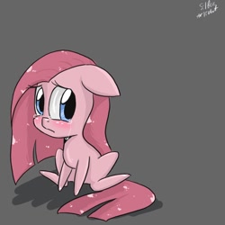 Size: 900x900 | Tagged: safe, artist:silbersternenlicht, imported from derpibooru, pinkie pie, pony, bunny sitting, crying, cute, cuteamena, pinkamena diane pie, sad, solo