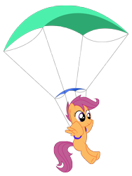 Size: 3650x4850 | Tagged: safe, artist:replaymasteroftime, imported from derpibooru, scootaloo, pegasus, pony, female, parachute, simple background, solo, transparent background