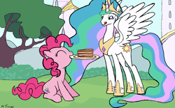 Size: 4016x2484 | Tagged: safe, artist:martin0803, imported from derpibooru, pinkie pie, princess celestia, cake, cakelestia